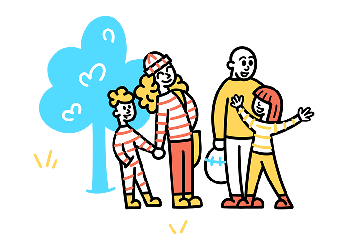 Illustration of parents and two children