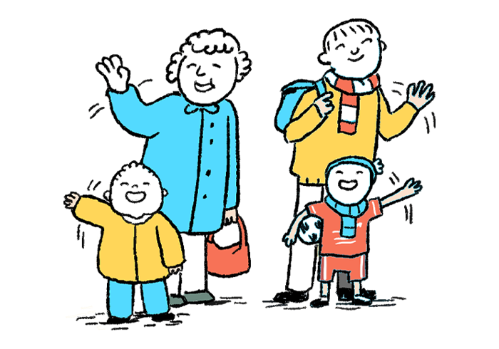 Illustration of students and parents heading to winter break