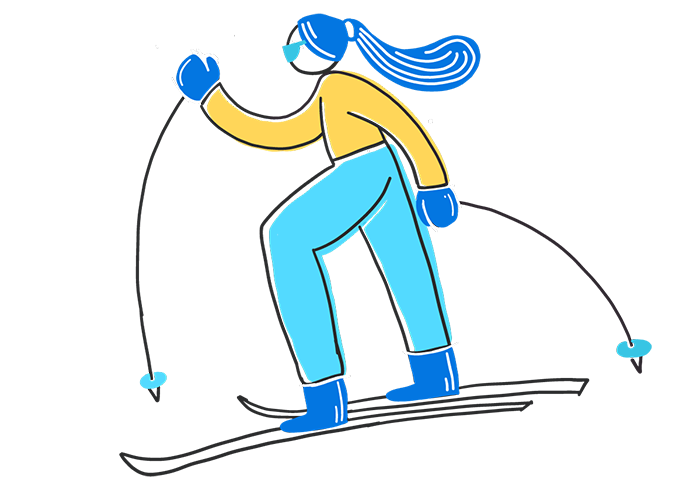 Illustration of a woman cross-country skiing.