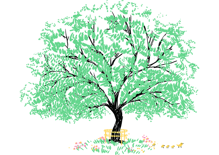 Illustration of a tree in summer.