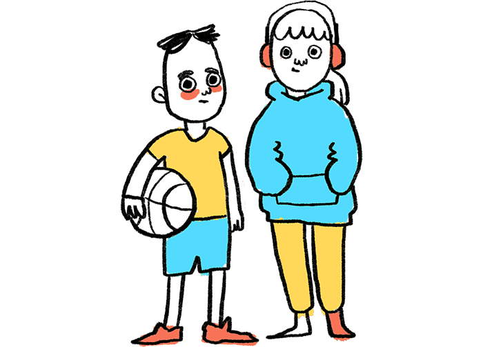 Illustration of two primary school-aged children.