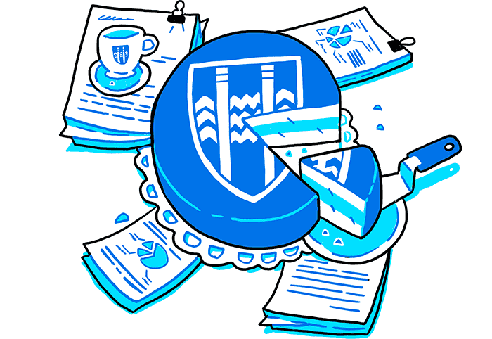Illustration of a cake with the Reykjavík logo.