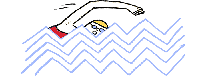 Illustration of a person swimming front crawl.