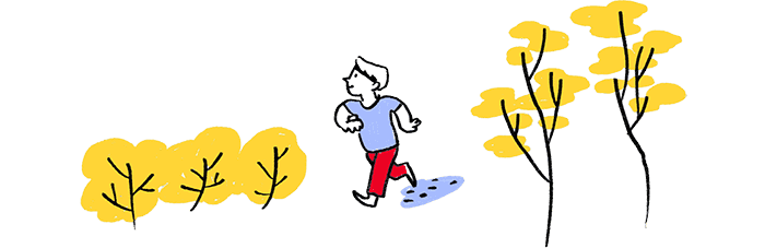 Illustration of a person running outdoors in nature.
