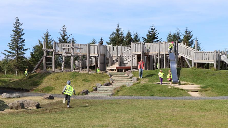 Children in the play castle at The Recreational Park at Gufunes.