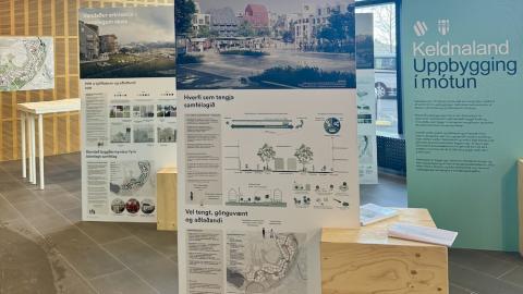 exhibition panels with photos in the hall