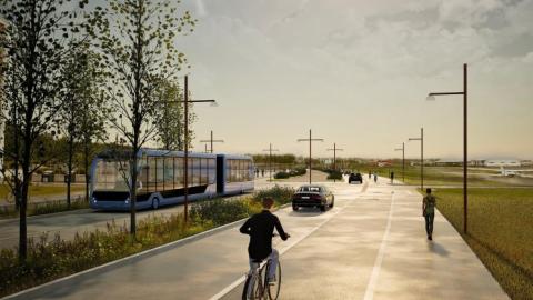 Rendering of the Nauthólsvegur street cross-section following the redesign.